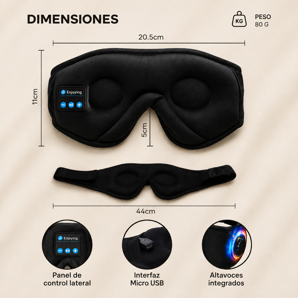 Antifaz con Auriculares Bluetooth SOMNA
